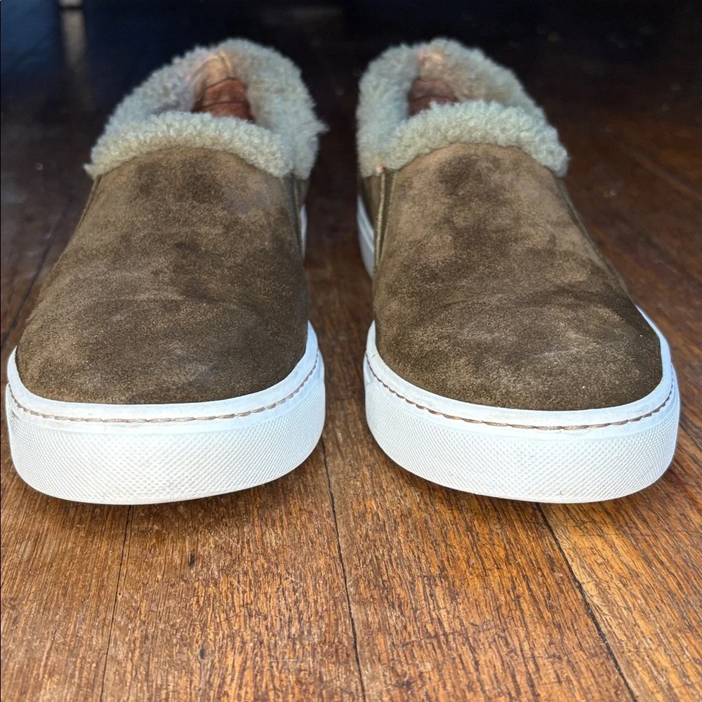 M Gemi sneakers slip on brown suede tan sherpa lined Italian EU 38 US 7.5 cozy